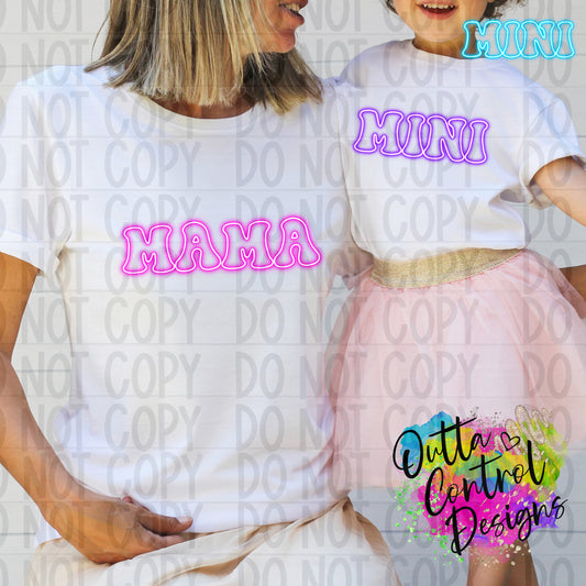 Mama and Mini Neon Ready To Press Sublimation and DTF Transfer