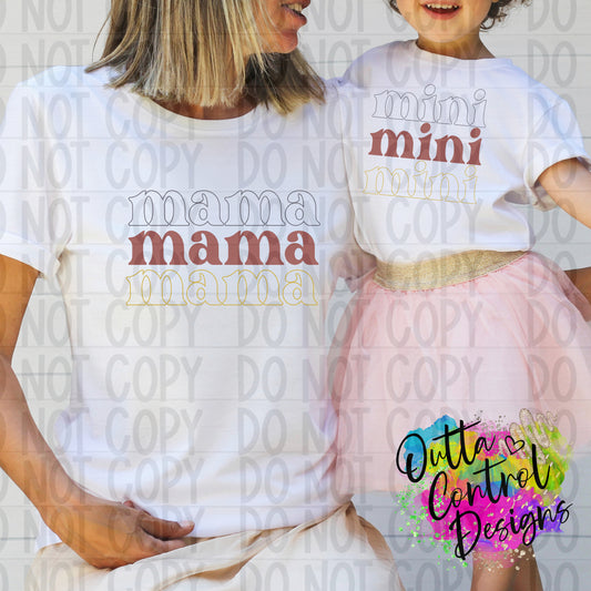 Mama and Mini Stacked Neutral Ready to Press Sublimation and DTF Transfer