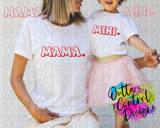 Mama and Mini Valentines Ready To Press Sublimation and DTF Transfer