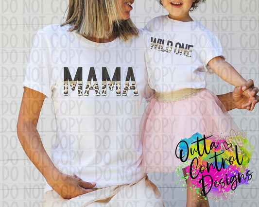 Mama and Wild One Neutral Leopard Ready To Press Sublimation and DTF Transfer