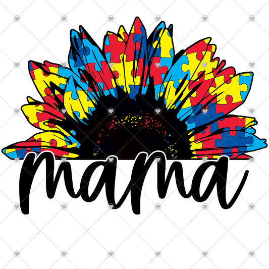 Mama Autism Flower Ready To Press Sublimation Transfer