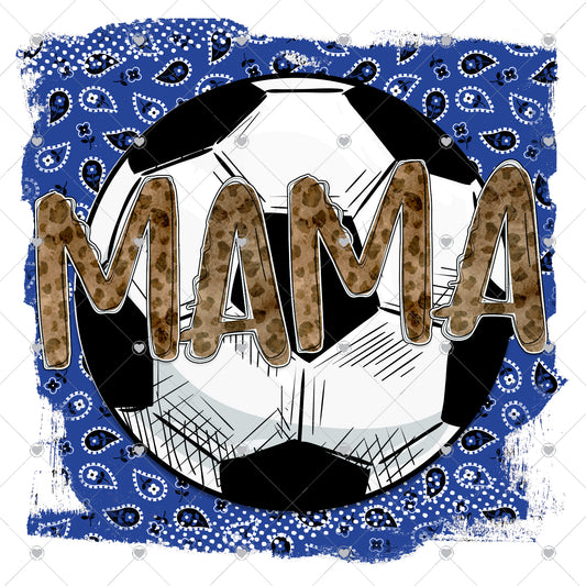 Mama Soccer Blue Bandana Ready To Press Sublimation and DTF Transfer