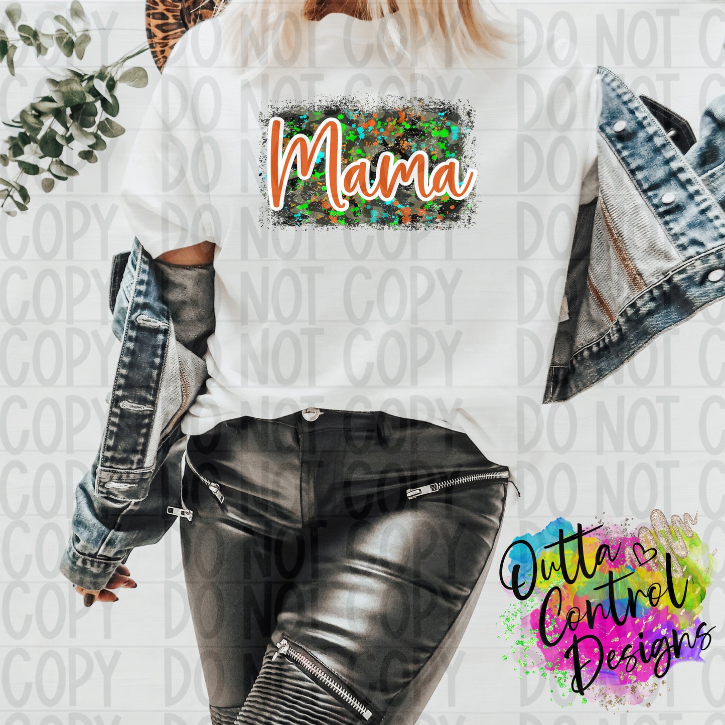 Mama Camo Paint Splatter Ready to Press Sublimation and DTF Transfer