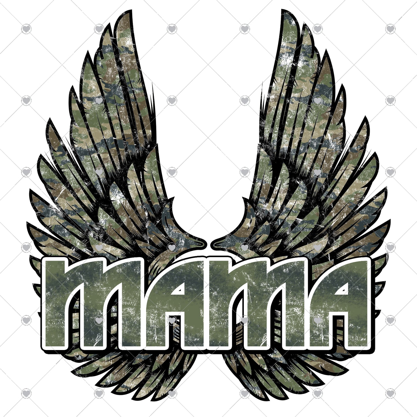 Mama Camo Wings Ready To Press Sublimation and DTF Transfer