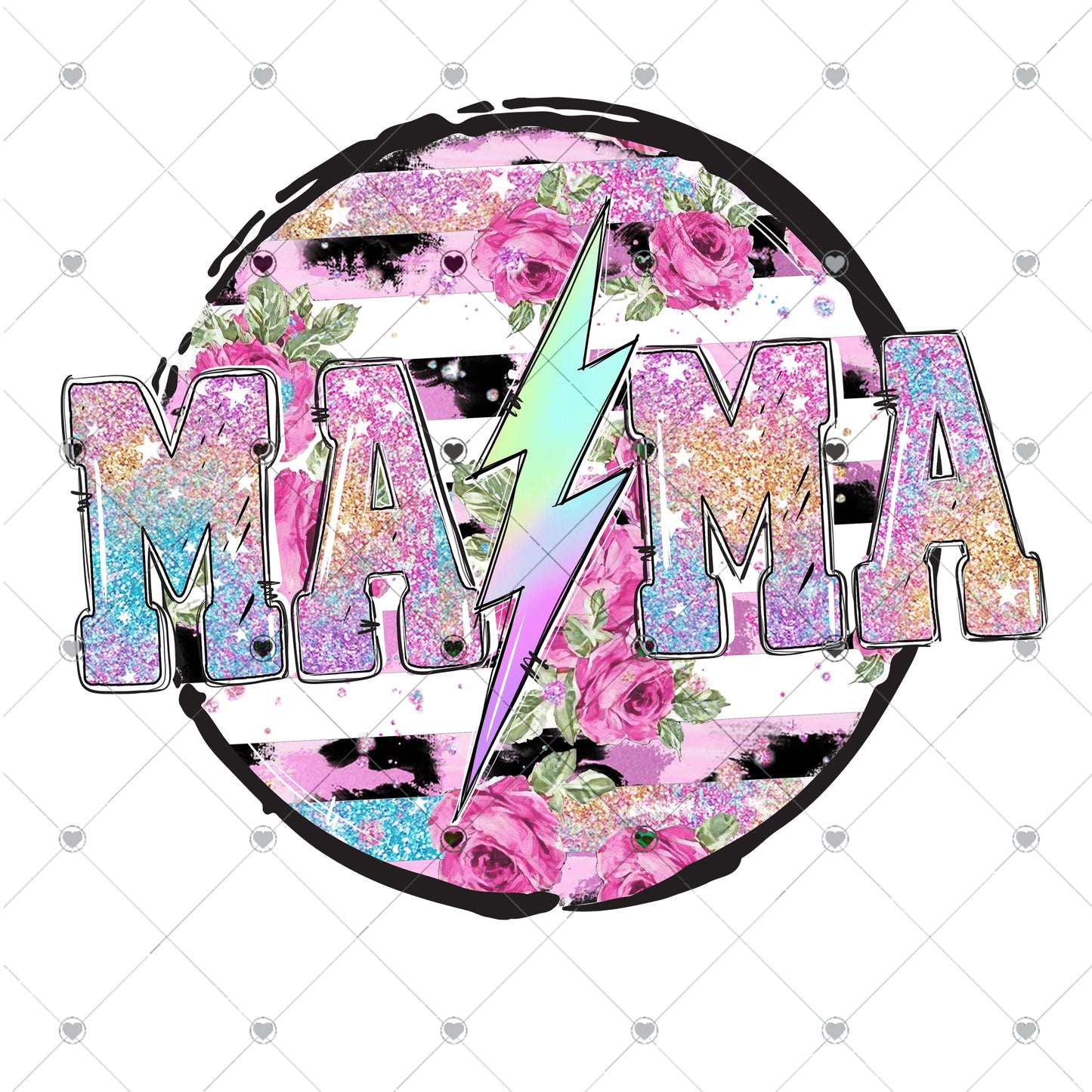 Mama striped floral Ready To Press Sublimation and DTF Transfer
