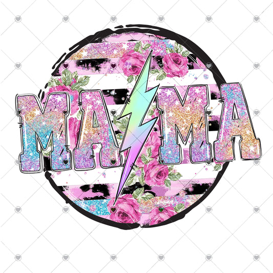 Mama striped floral Ready To Press Sublimation and DTF Transfer