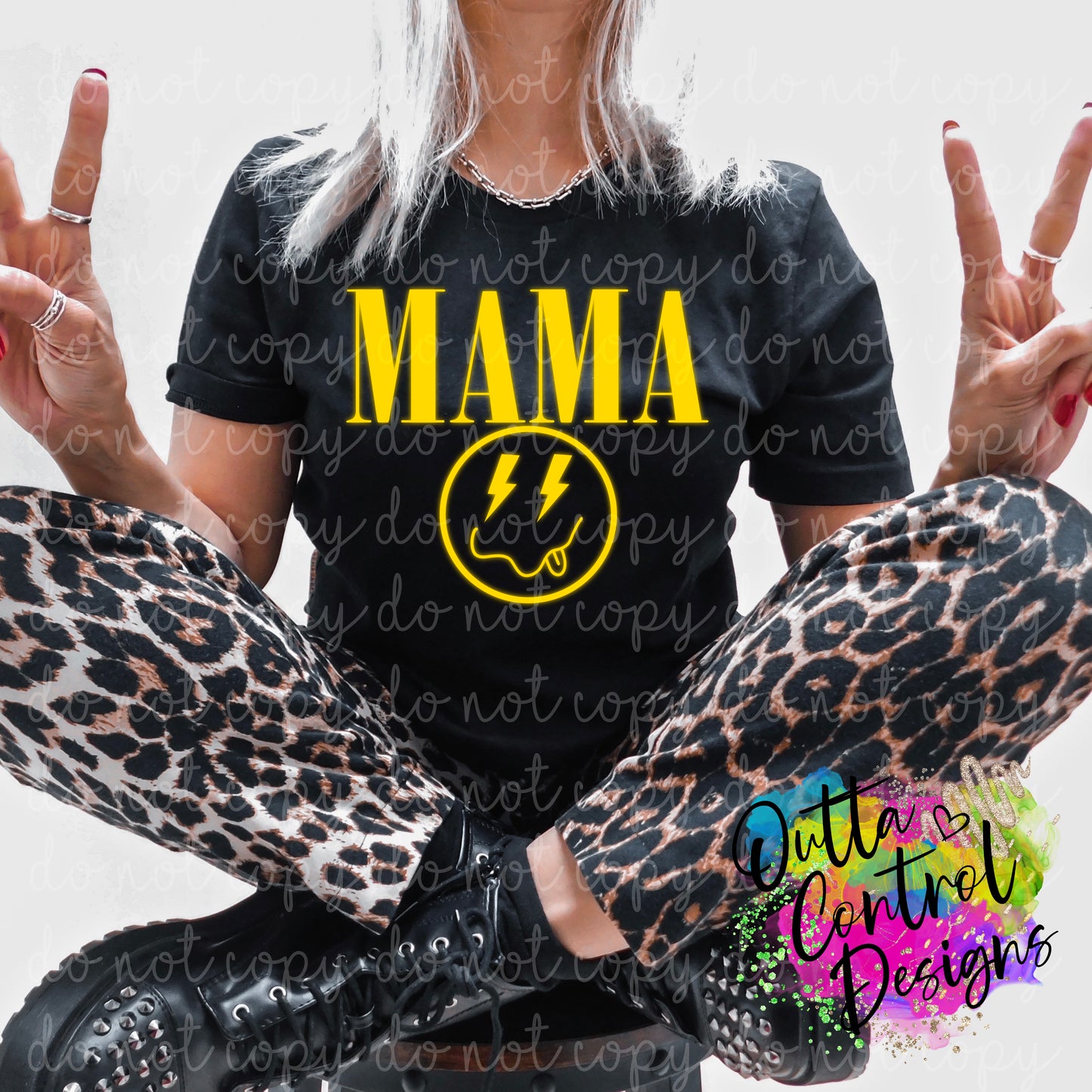 Mama Yellow Smile Ready To Press Sublimation and DTF Transfer