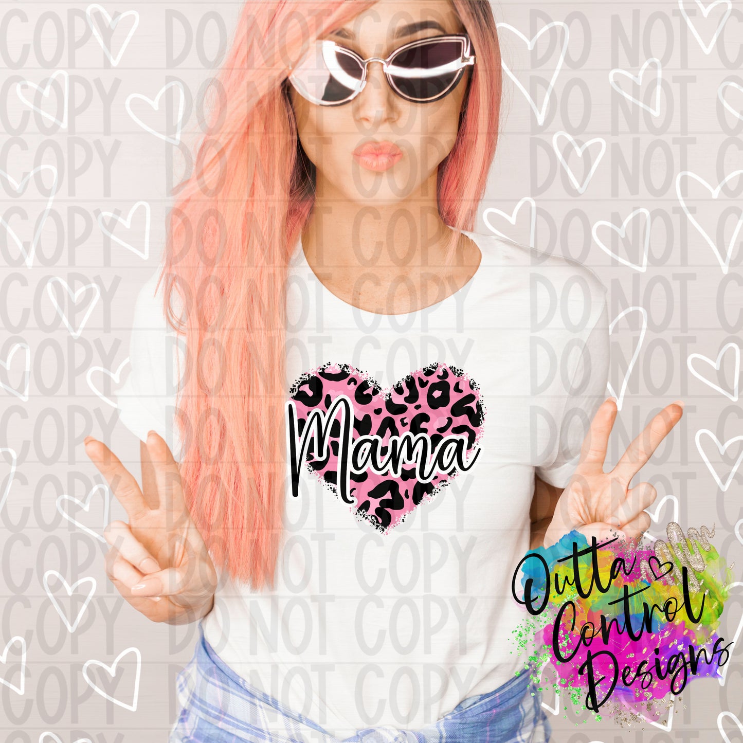 Mama Pink Heart Ready to Press Sublimation and DTF Transfer