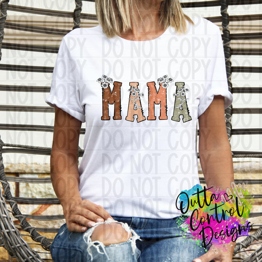 Mama Sketch Flowers Ready To Press Sublimation and DTF Transfer