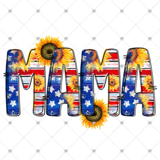 Mama American/Sunflower Ready To Press Sublimation Transfer