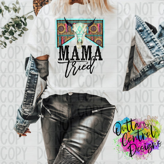 Mama Tried Cow Skull Ready To Press Sublimation and DTF Transfer