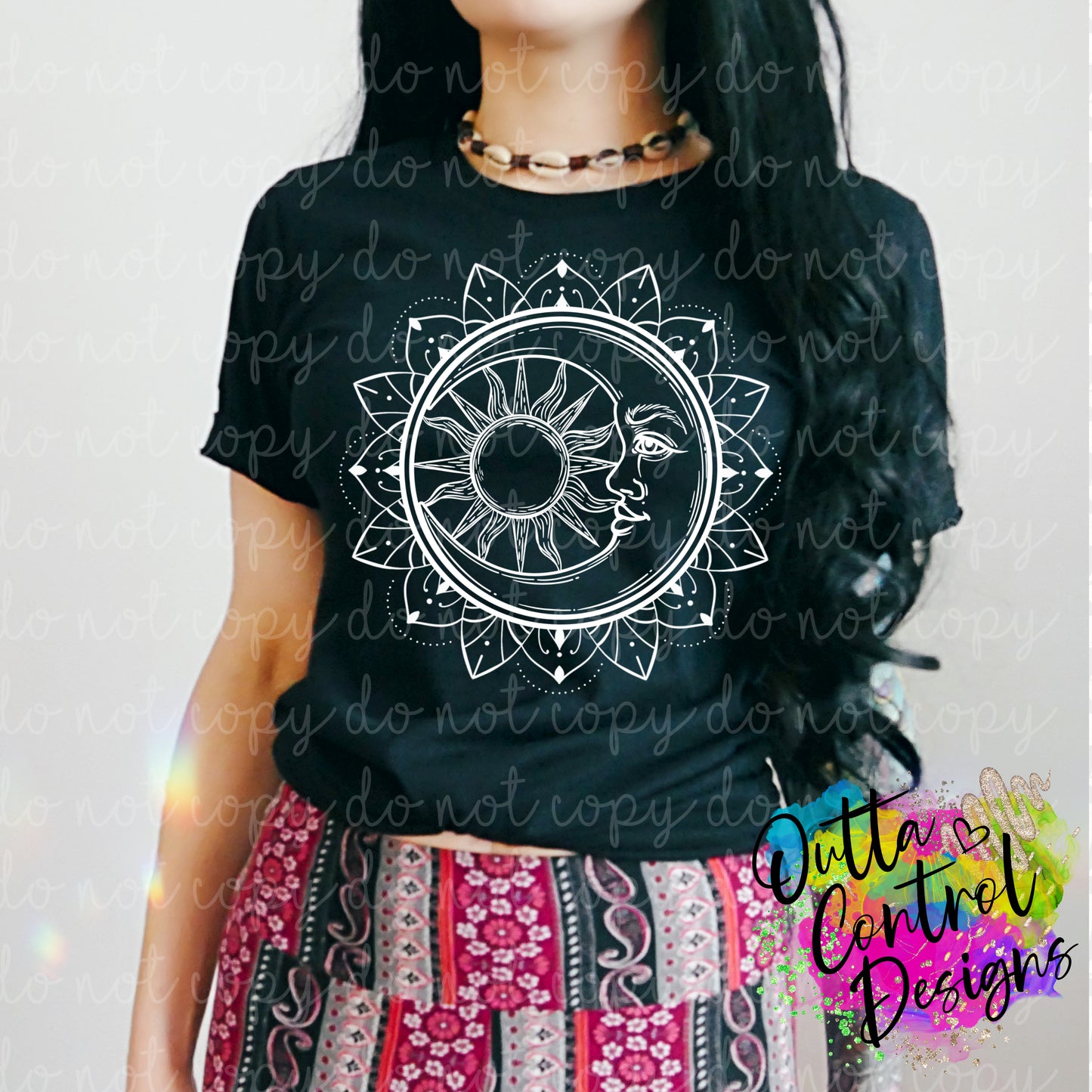 Mandala Moon White Ready to Press Sublimation and DTF Transfer
