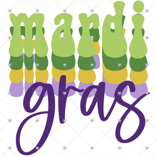 Mardi Gras Retro Ready To Press Sublimation and DTF Transfer