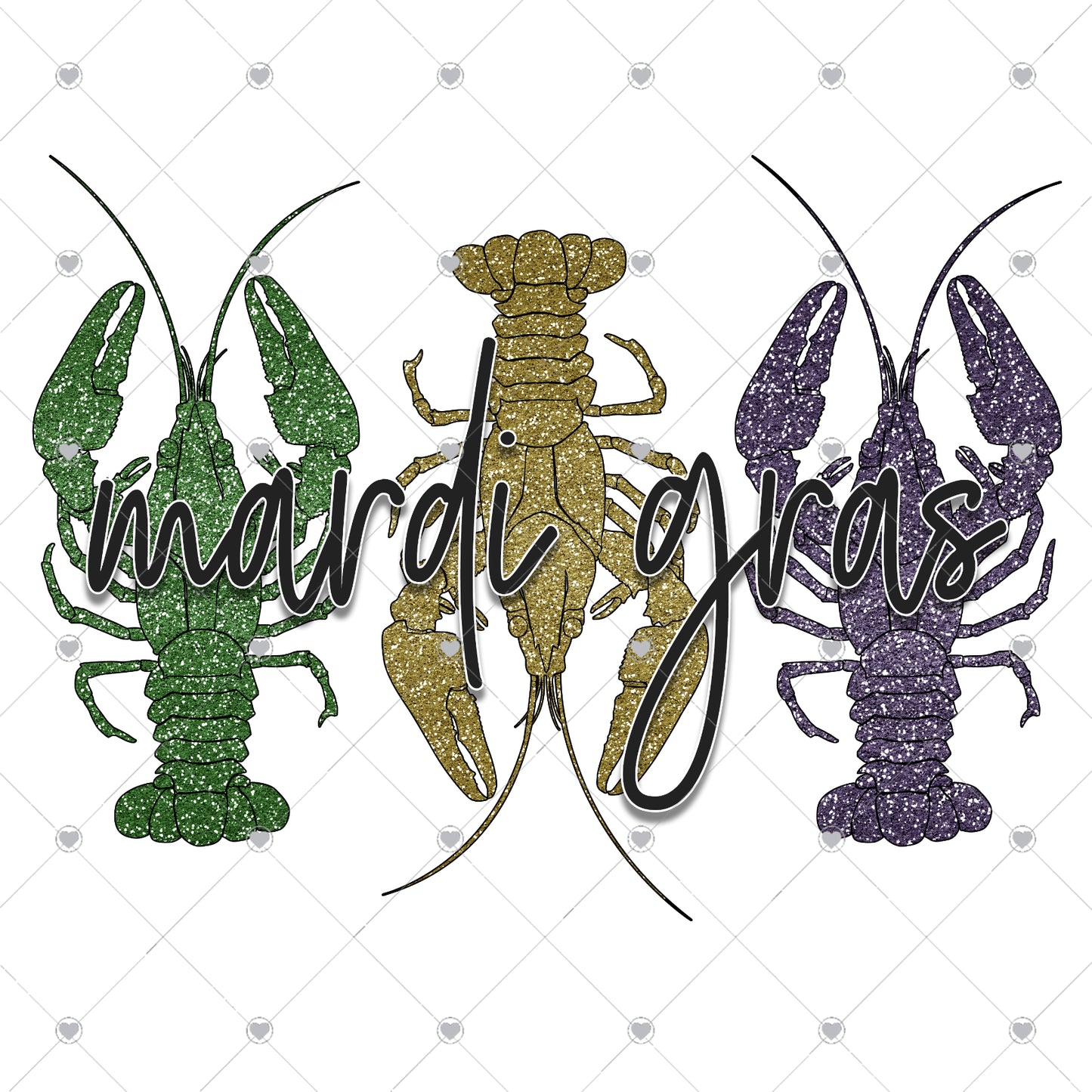 Mardi Gras Glitter Crawfish Ready To Press Sublimation and DTF Transfer