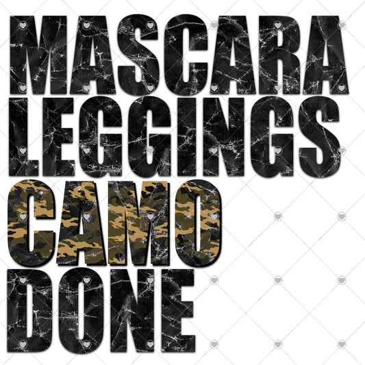 Mascara Leggings Camo Done Ready To Press Sublimation and DTF Transfer