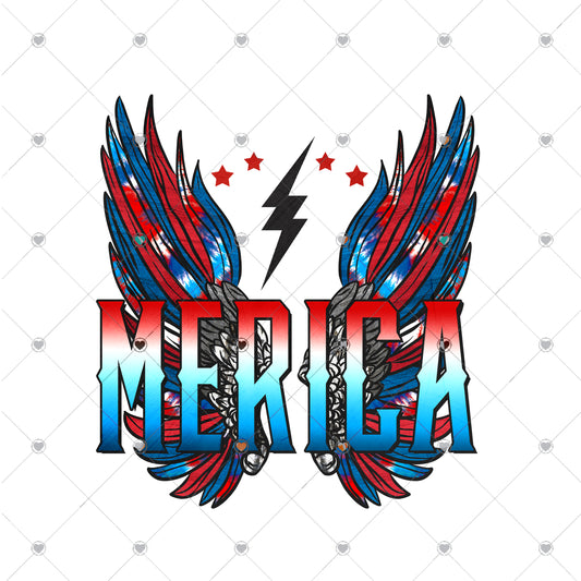Merica wings Ready To Press Sublimation and DTF Transfer