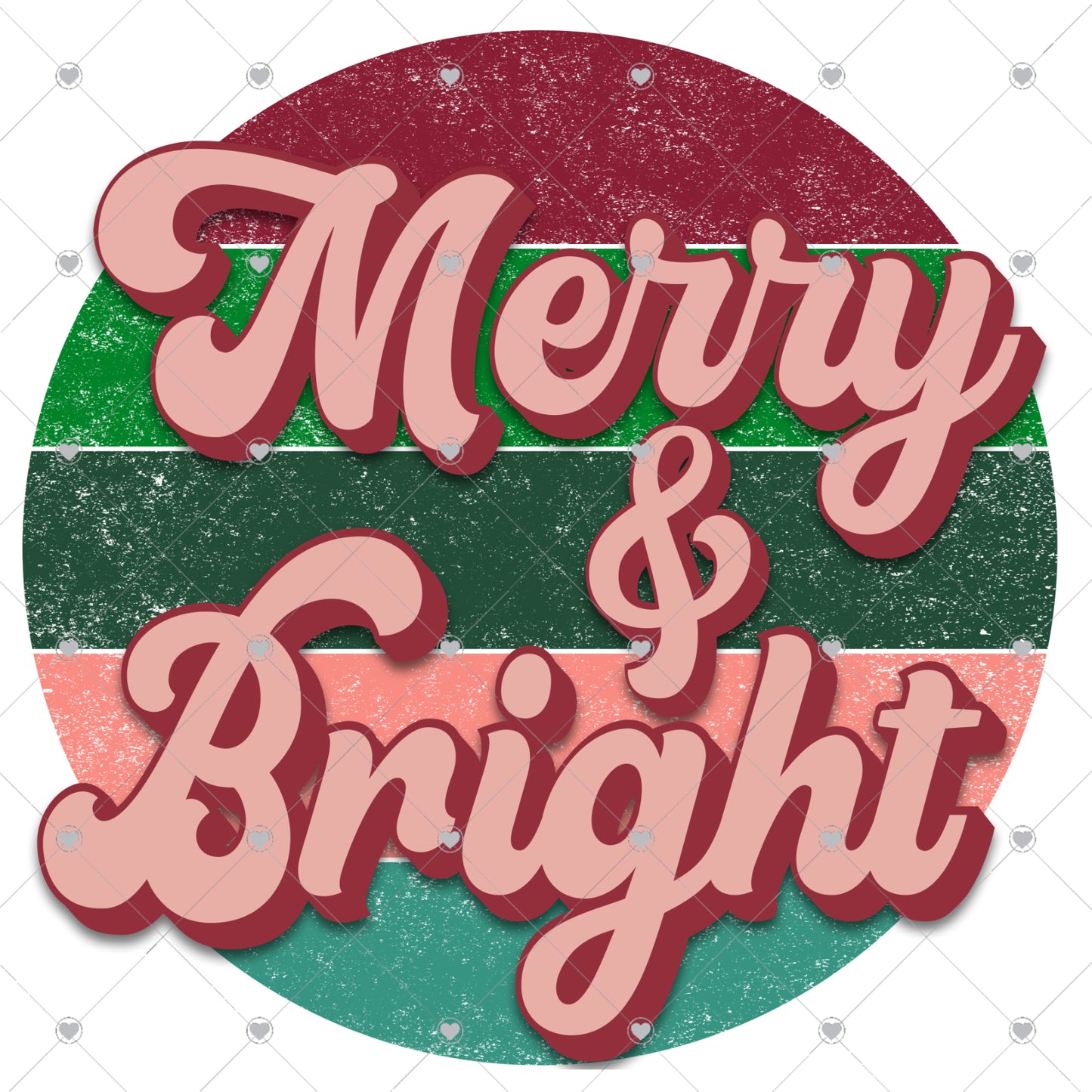 Merry and Bright Retro Ready To Press Sublimation and DTF Transfer