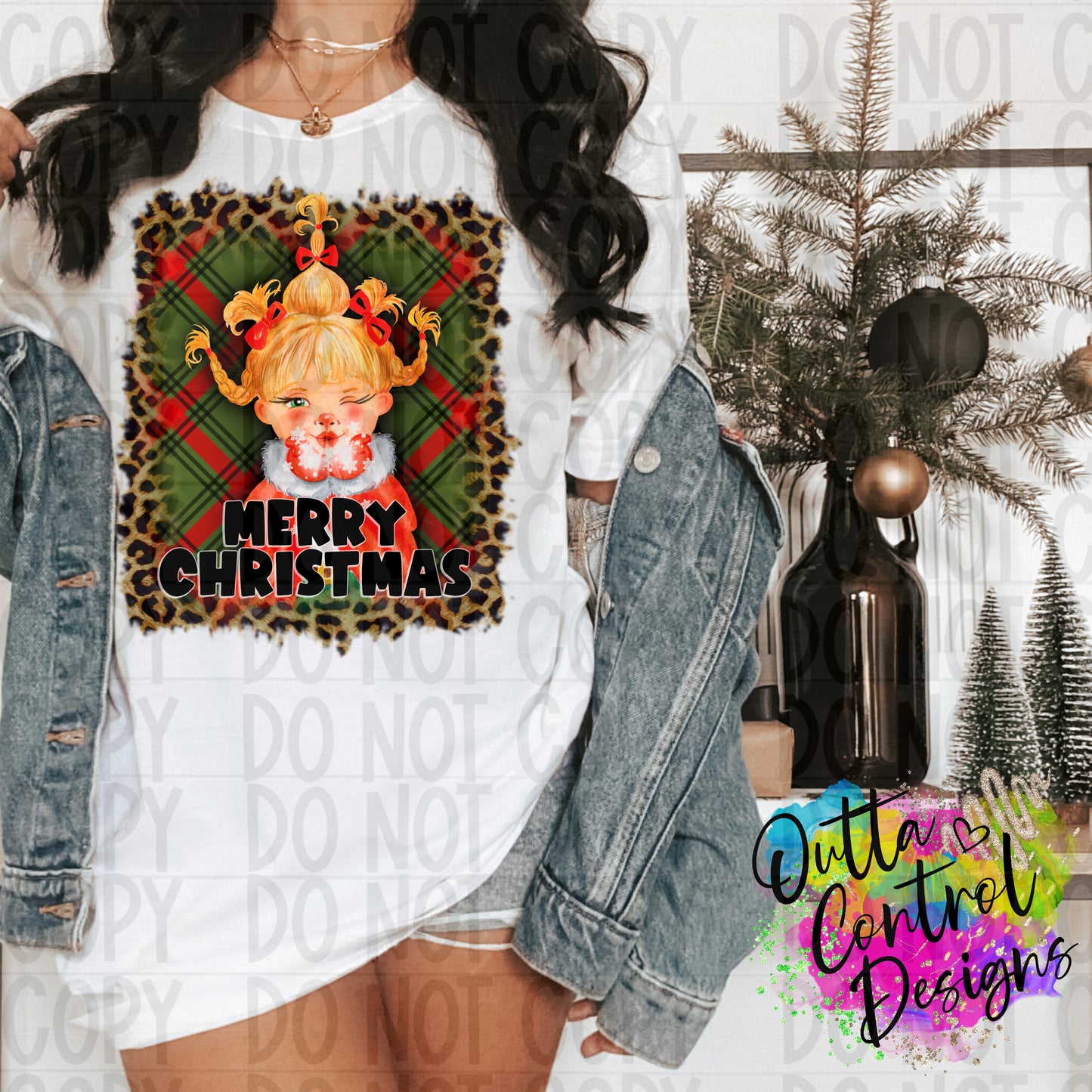 Merry Christmas Plaid And Leopard Ready To Press Sublimation and DTF Transfer