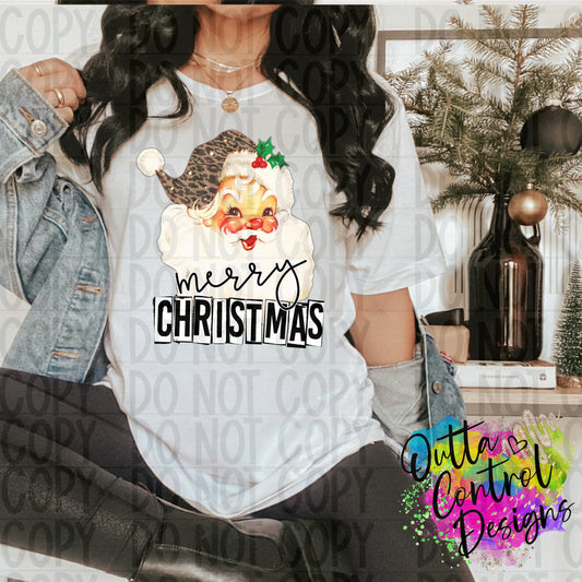 Merry Christmas Santa Leopard Ready To Press Sublimation and DTF Transfer