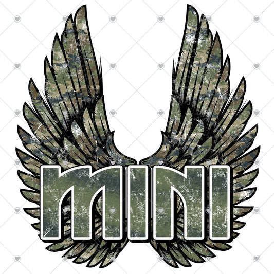 Mini Camo Wings Ready To Press Sublimation and DTF Transfer