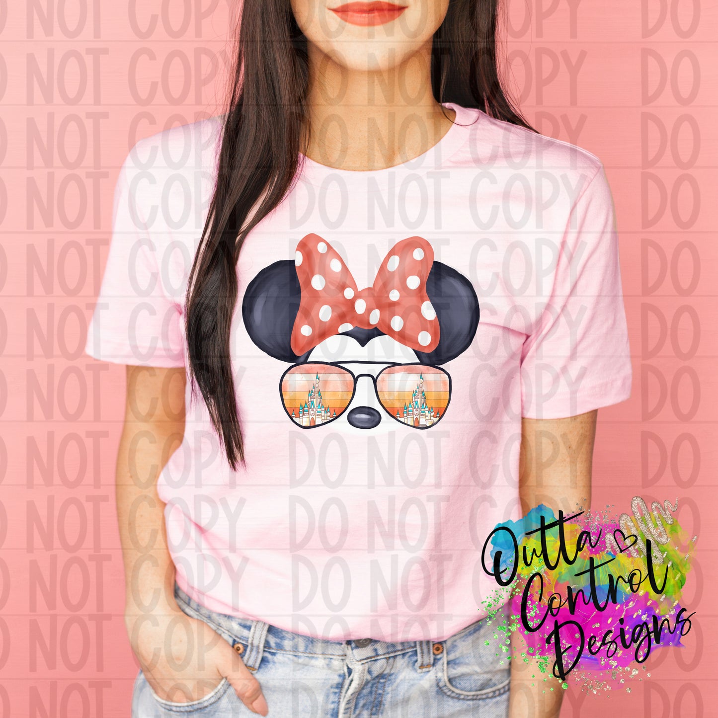 Girl Mouse with Sun Glasses Ready To Press Sublimation and DTF Transfer