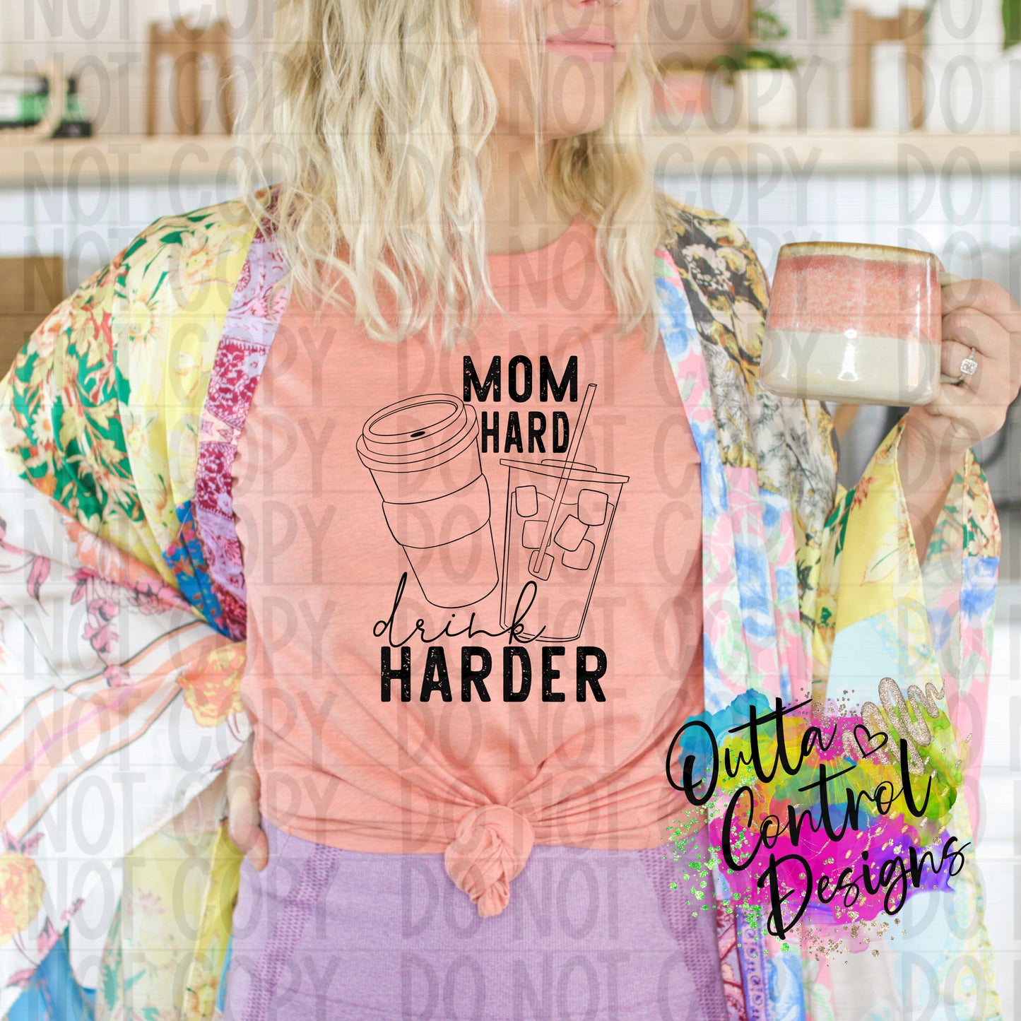 Mom Hard Coffee | Black Ready To Press Sublimation and DTF Transfer