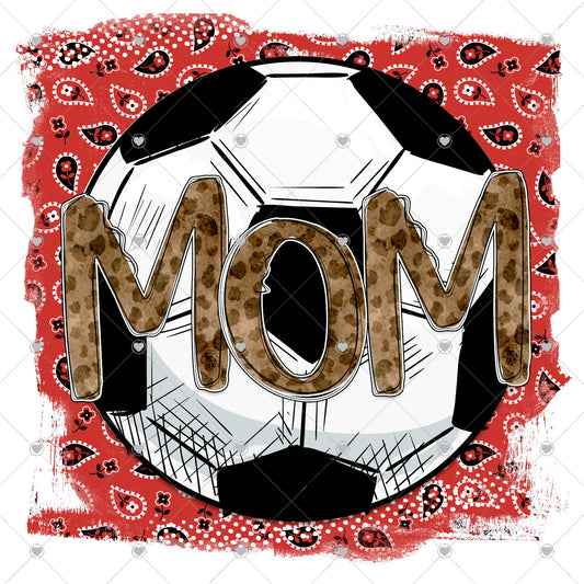 Mom Soccer | Red Bandana Ready To Press Sublimation and DTF Transfer