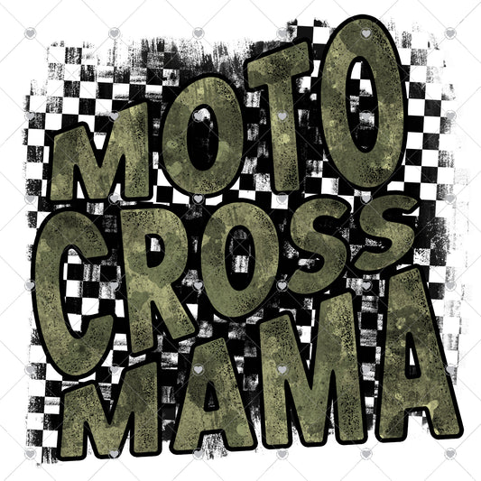 Moto Cross Mama | Checkered Flag Ready To Press Sublimation and DTF Transfer