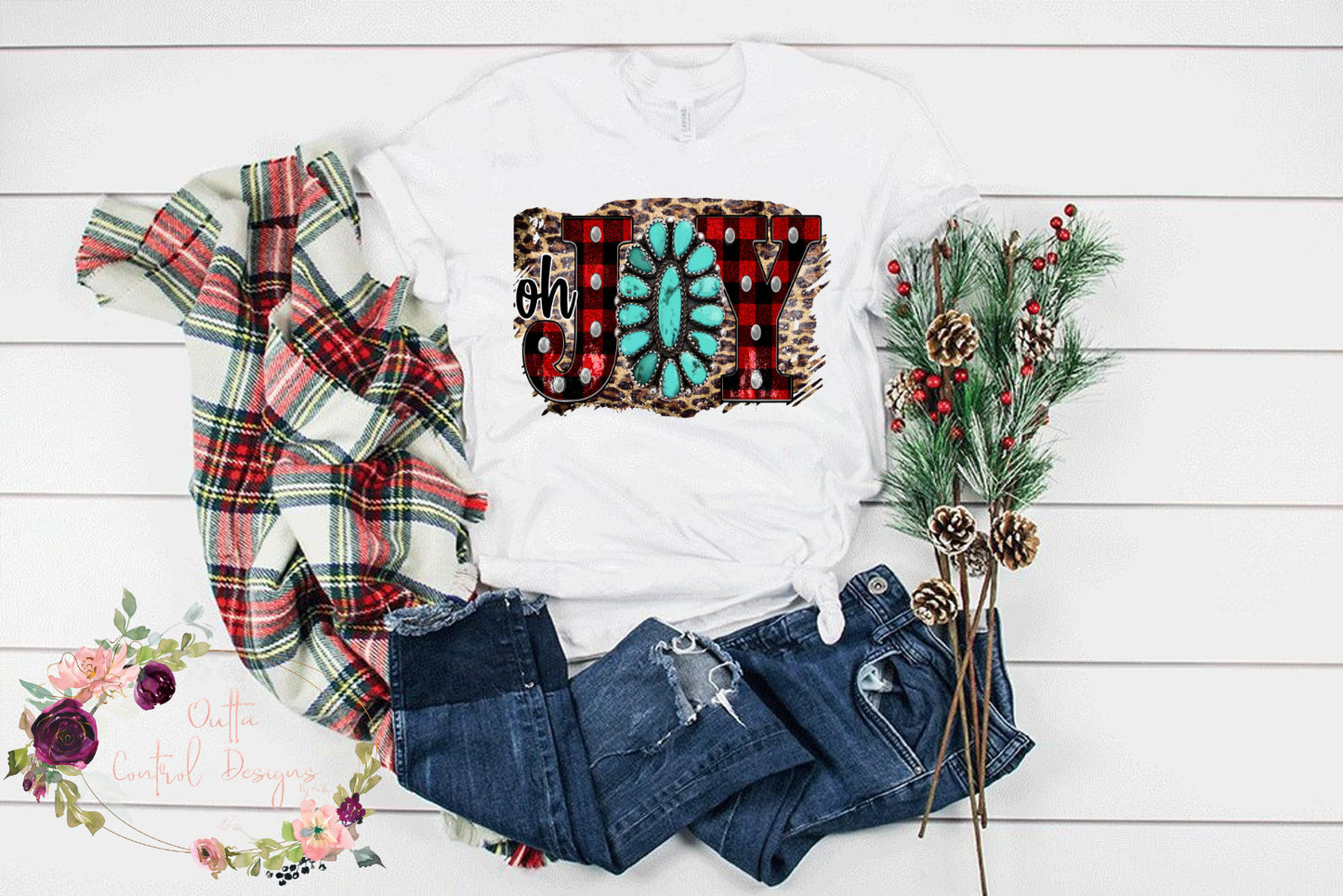 Joy with plaid and turquoise