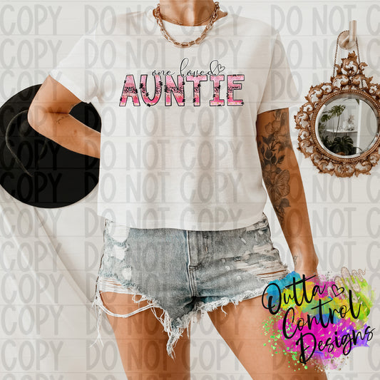 One Loved Auntie | Pink Cheetah Ready to Press Sublimation and DTF Transfer