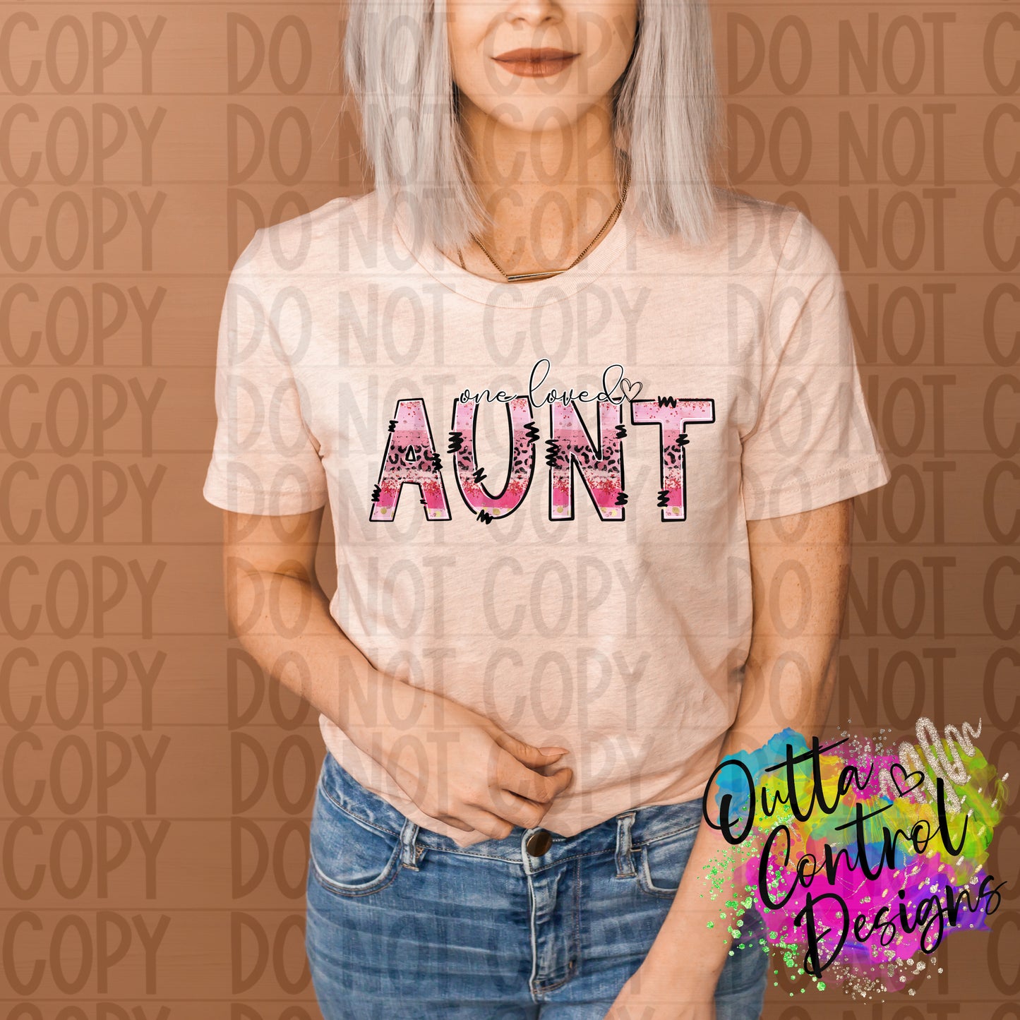 One Loved Aunt | Pink Cheetah Ready to Press Sublimation and DTF Transfer