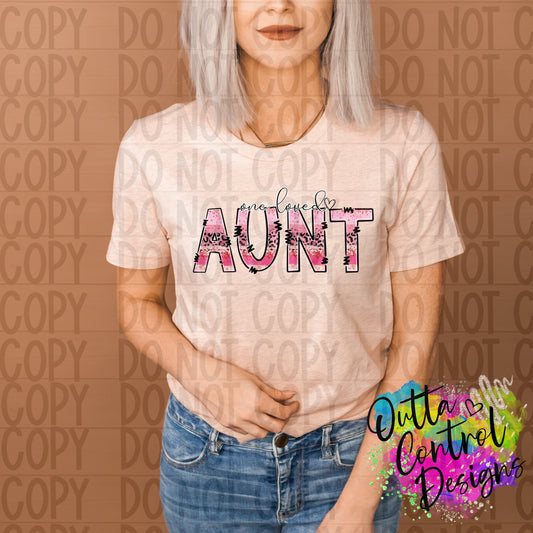 One Loved Aunt | Pink Cheetah Ready to Press Sublimation and DTF Transfer
