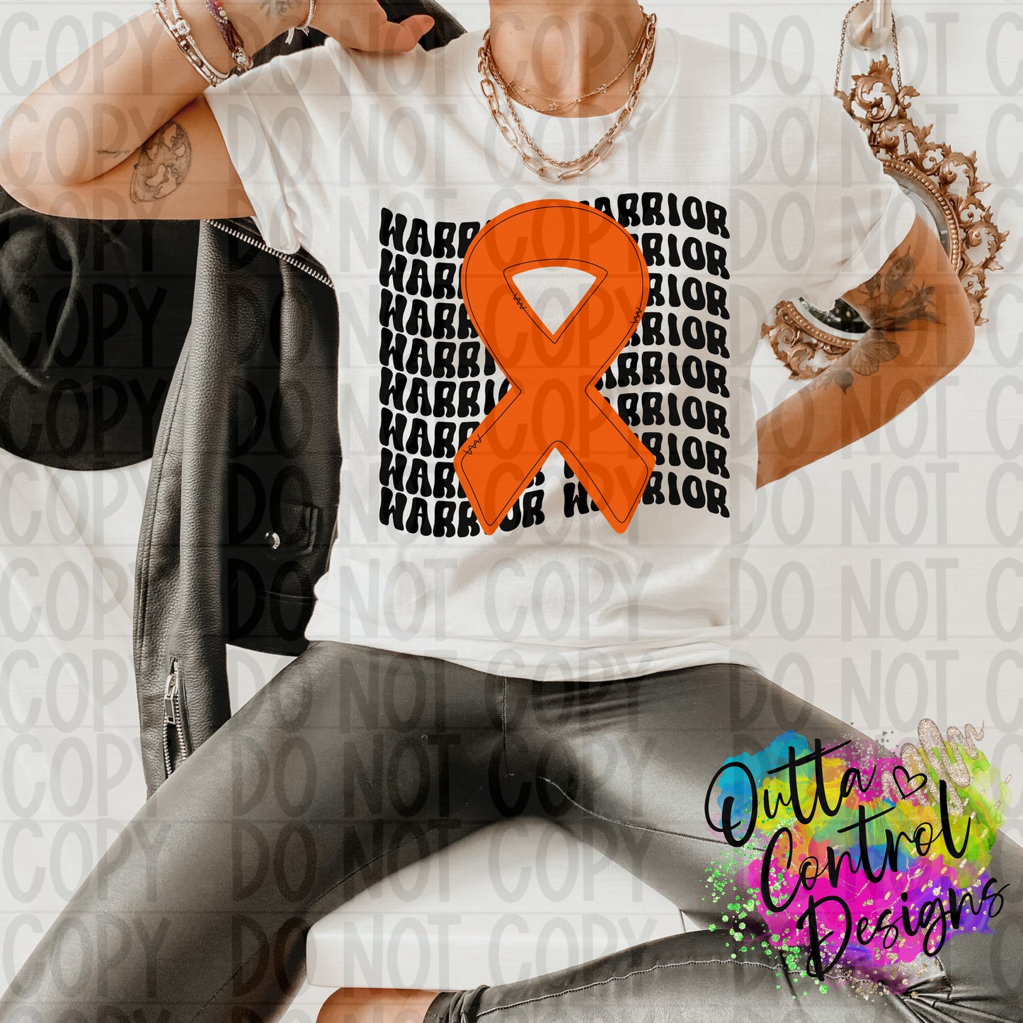 Orange Ribbon Warrior Ready To Press Sublimation and DTF Transfer