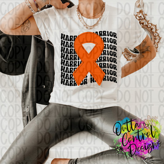 Orange Ribbon Warrior Ready To Press Sublimation and DTF Transfer