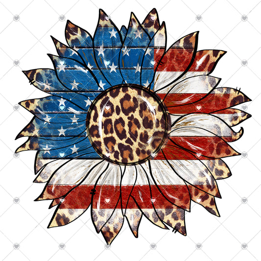Patriotic Sunflower Ready To Press Sublimation Transfer