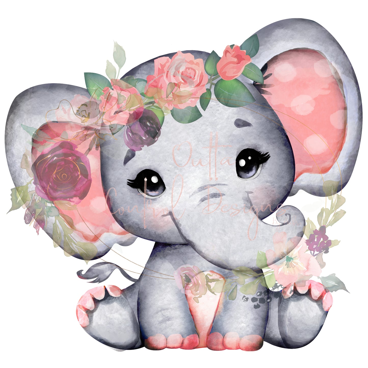 Peace Elephant with Flowers Ready To Press Sublimation Transfer