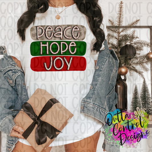 Peace Hope And Joy Ready To Press Sublimation and DTF Transfer