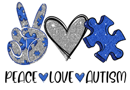 Peace Love Autism Ready To Press Sublimation Transfer