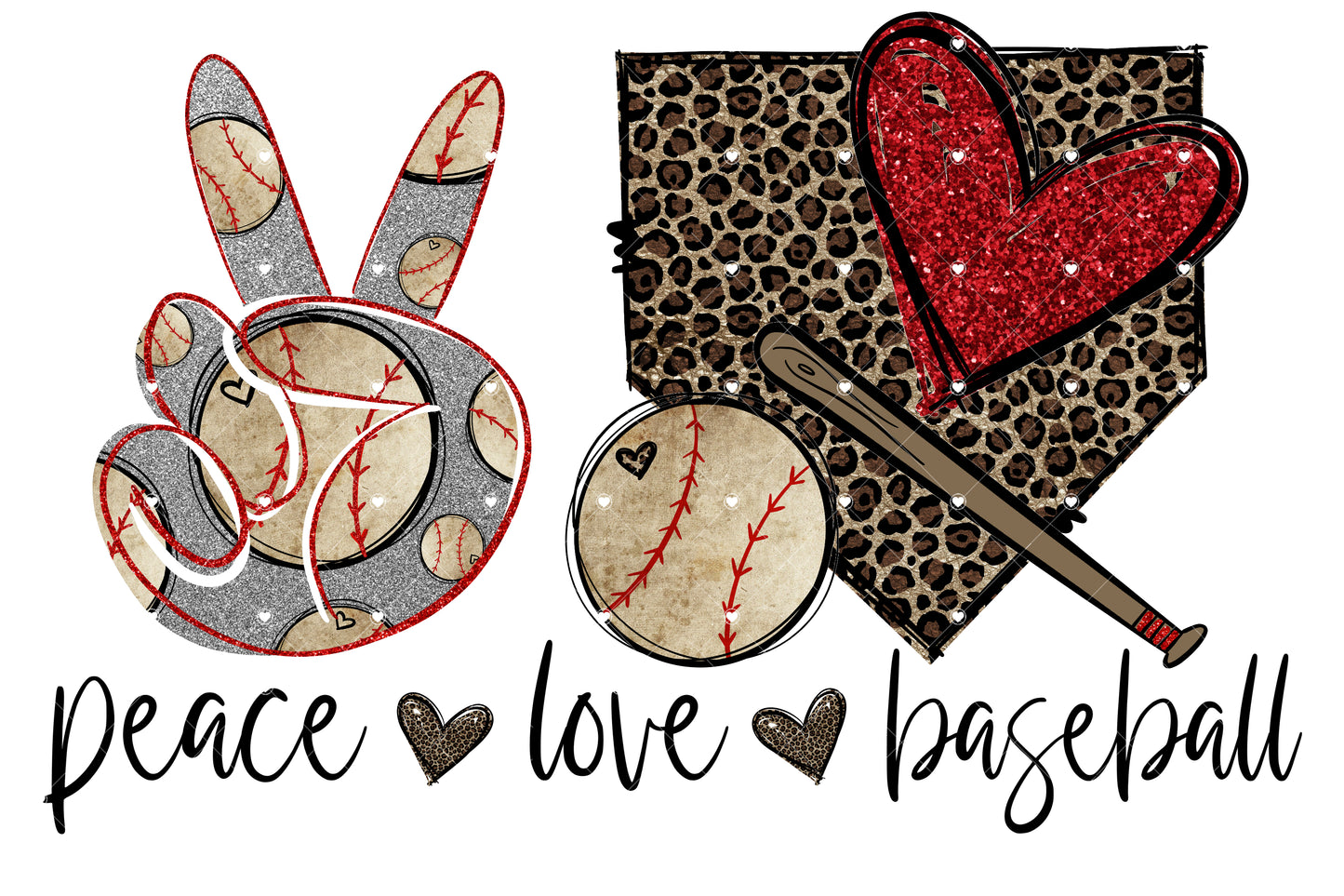 Peace Love Baseball 2 Ready To Press Sublimation Transfer