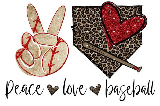 Peace Love Baseball 3 Ready To Press Sublimation Transfer