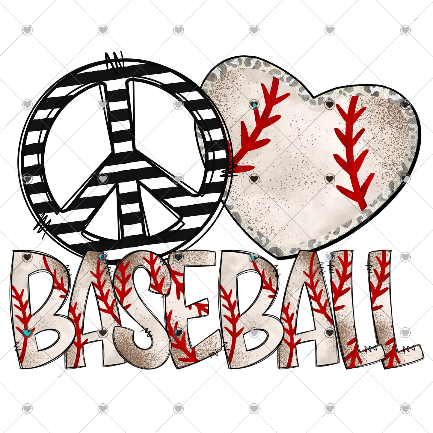 Peace Love Baseball Ready To Press Sublimation and DTF Transfer