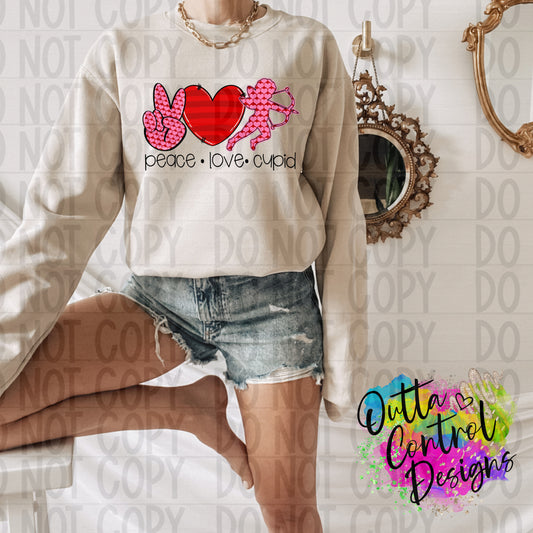 Peace Love Cupid | Pink Ready to Press Sublimation and DTF Transfer