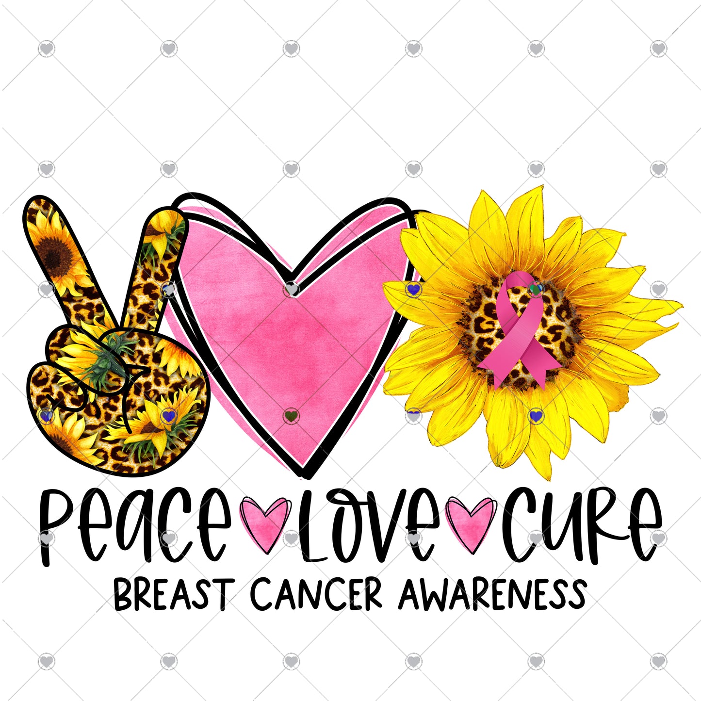 Peace love cure Breast Cancer Ready To Press Sublimation and DTF Transfer