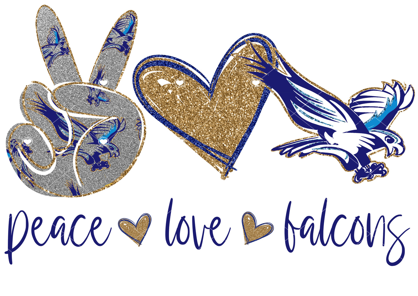 Peace Love Falcons Blue/Gold