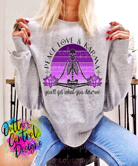Peace Love Karma Ready to Press Sublimation and DTF Transfer
