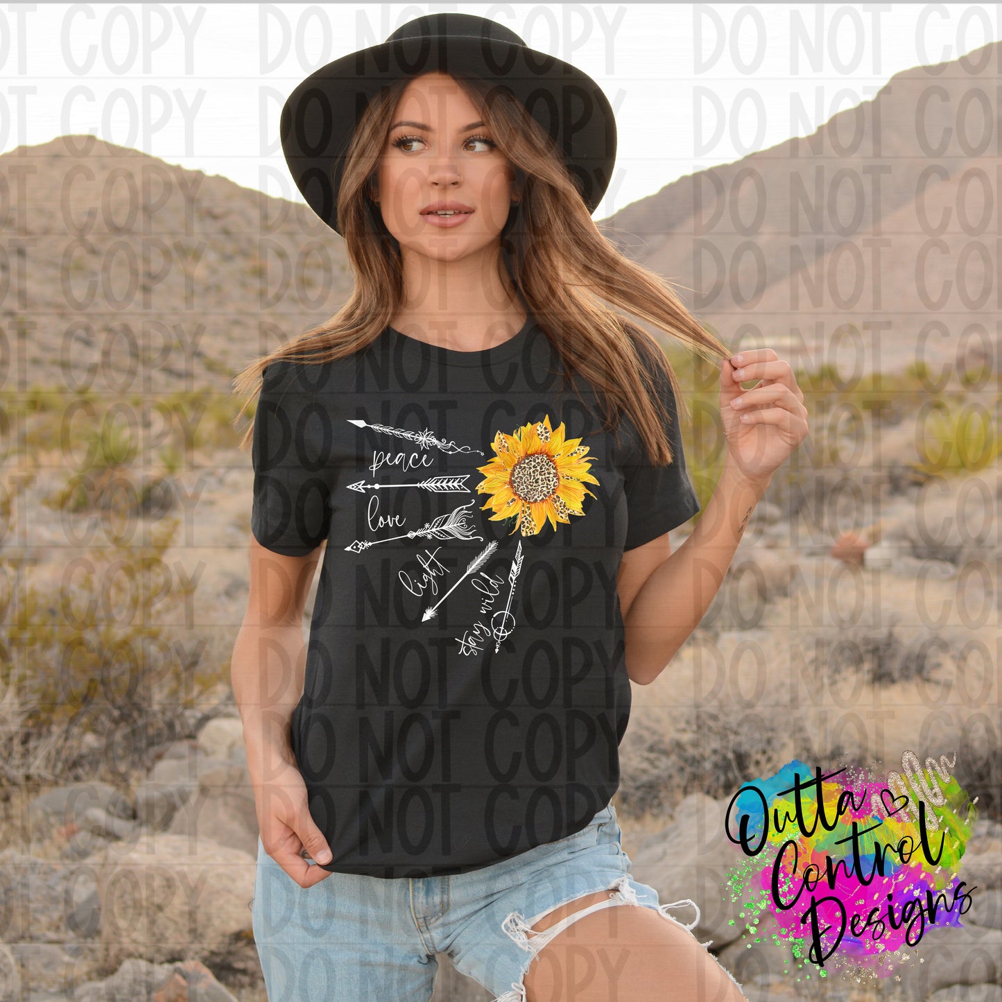 Peace love light arrows and sunflower Ready To Press Sublimation and DTF Transfer