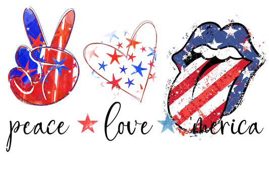 Peace Love Merica Ready To Press Sublimation Transfer