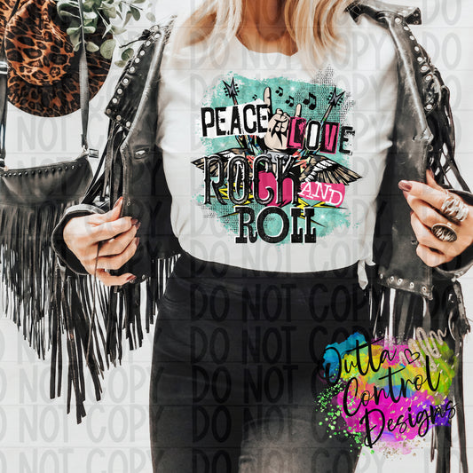 Peace love rock n roll Ready To Press Sublimation and DTF Transfer