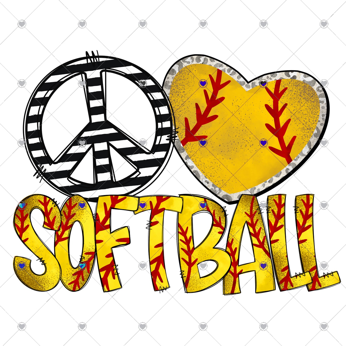 Peace Love Softball Ready To Press Sublimation and DTF Transfer