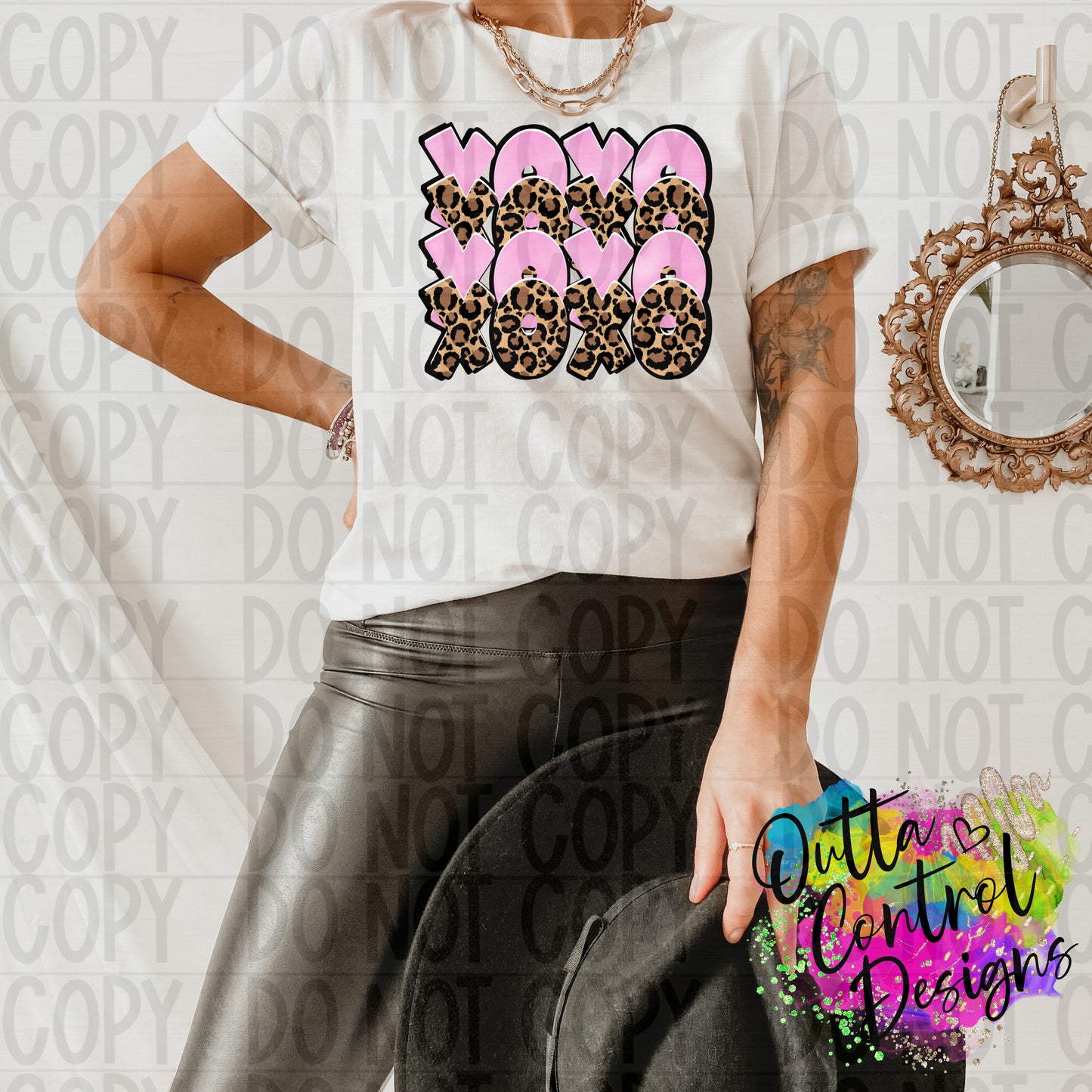 Pink Xoxo no Splatter Ready To Press Sublimation and DTF Transfer